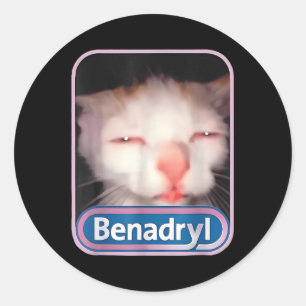 Adesivo Benadryl Meme Cat Engraçados Gatos Adolescentes Ca