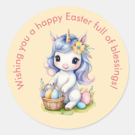 Adesivo Bênçãos de Felz pascoa bonito, Unicorn Sticker