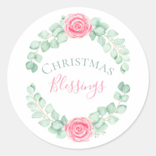 Adesivo Bênçãos de Natal Floral Eucalipto Aquarela