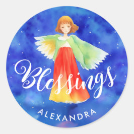 Adesivo Bênçãos de Natal Fofo Escritura Anjo Colorido