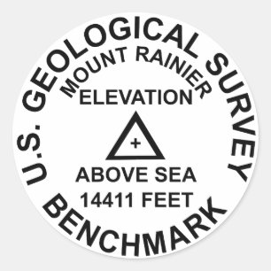 Adesivo Benchmark de estilo do Mt. Rainer USGS