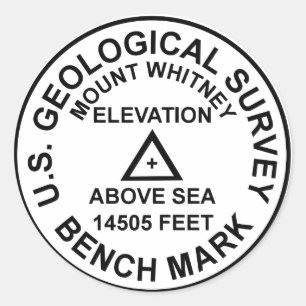 Adesivo Benchmark do Estilo do Mt. Whitney USGS