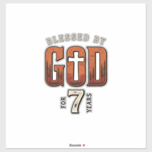 Adesivo Bendito por Deus 7 Anos Camiseta Cristã Vintage