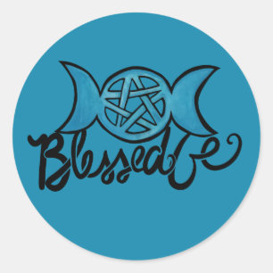 Adesivo Bendito Seja Pagan Triple Moon Pentagrama
