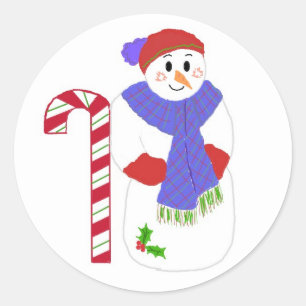 Adesivo Bengala de Natal e Boneco de Neve Alegre