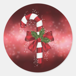 Adesivo Bengala de Natal Vermelha em um Fundo Vermelho Bok