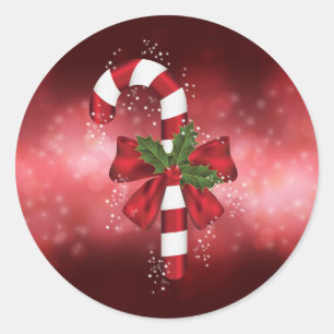 Adesivo Bengala de Natal Vermelha em um Fundo Vermelho Bok