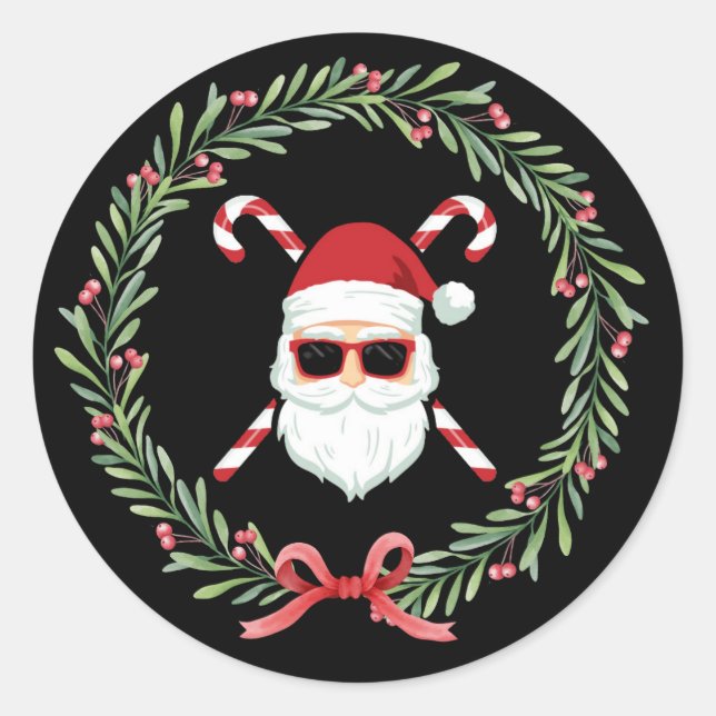 Adesivo Bengalas Cruzadas de Natal Personalizadas com Papa (Frente)