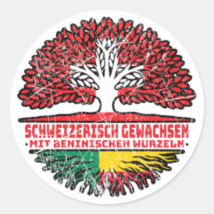 Adesivo Benin Beninisch Schweizer Schweiz Baum Wurzel Flag