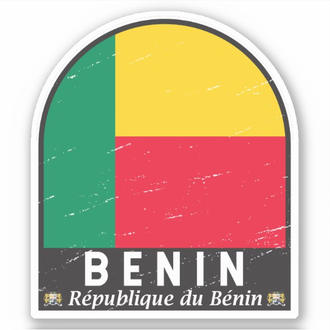 Adesivo Benin Flag Emblem Distress Vintage (Frente)