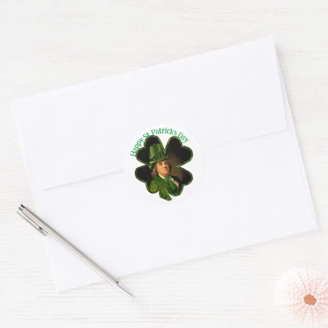 Adesivo Benjamin Franklin Clover Dia de São Patrício (Envelope)