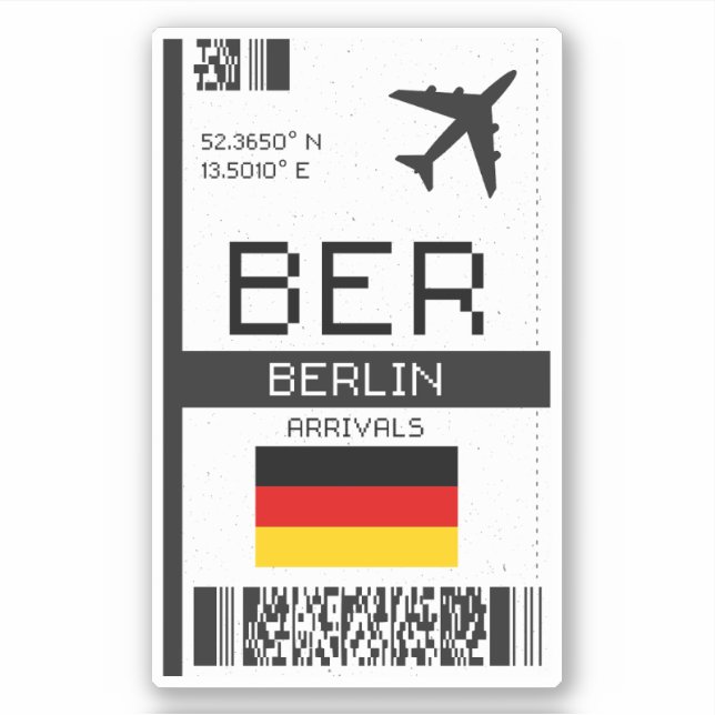 Adesivo BER Berlin - Bordo Pass - Alemanha - Viagem (Frente)