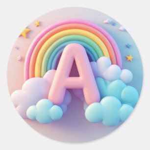 Adesivo 🧸 Berçário Infantil Letra A Arco-íris Nuvens Past