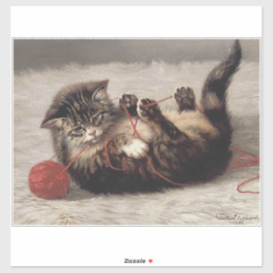 Adesivo Berço de Gato, Um Gato Brincando com um Novelo de 