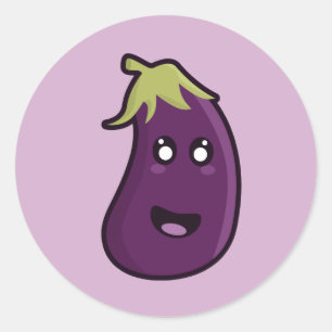 Adesivo Beringela de Kawaii