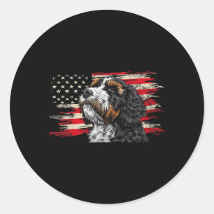 Adesivo Bernedoodle American Flag Dog No Dia 4 De Julho