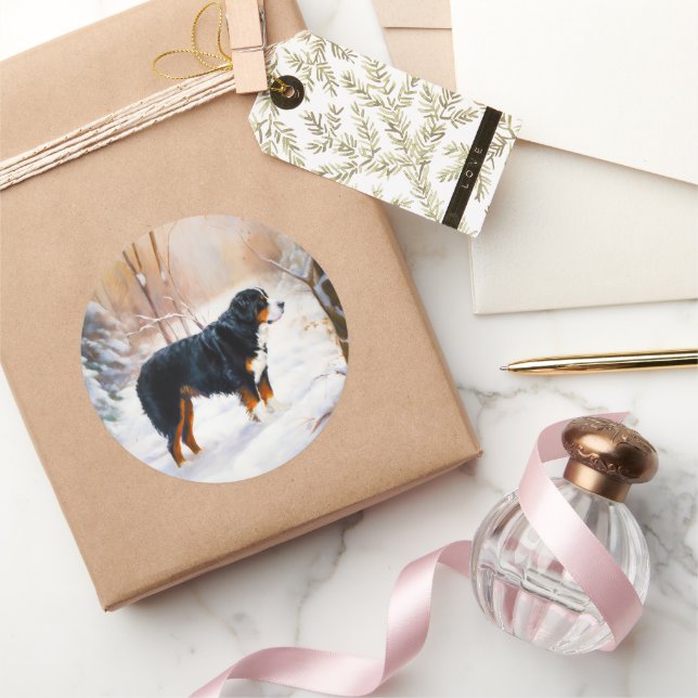 Adesivo Bernese Mountain Deixe-o nevar no Natal (Presentear)