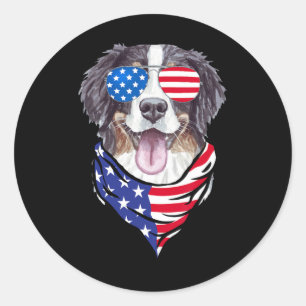 Adesivo Bernese Mountain Dog American Flag Gles 4th