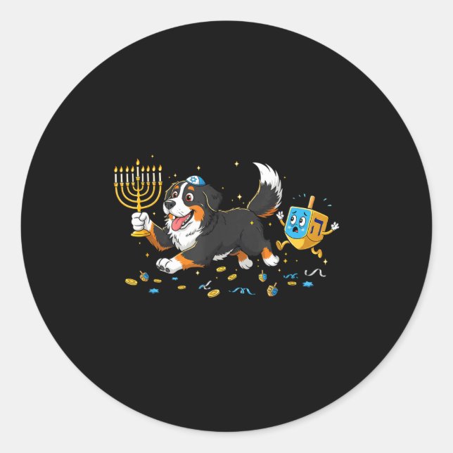 Adesivo Bernese Mountain Dog Dreidel Menorah Hanukkah Wome (Frente)
