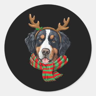 Adesivo Bernese Mountain Dog Reindeer Santa Hat