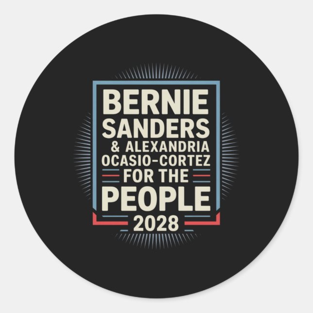 Adesivo Bernie Sanders E Aoc 2028 Para A Campanha Presiden (Frente)