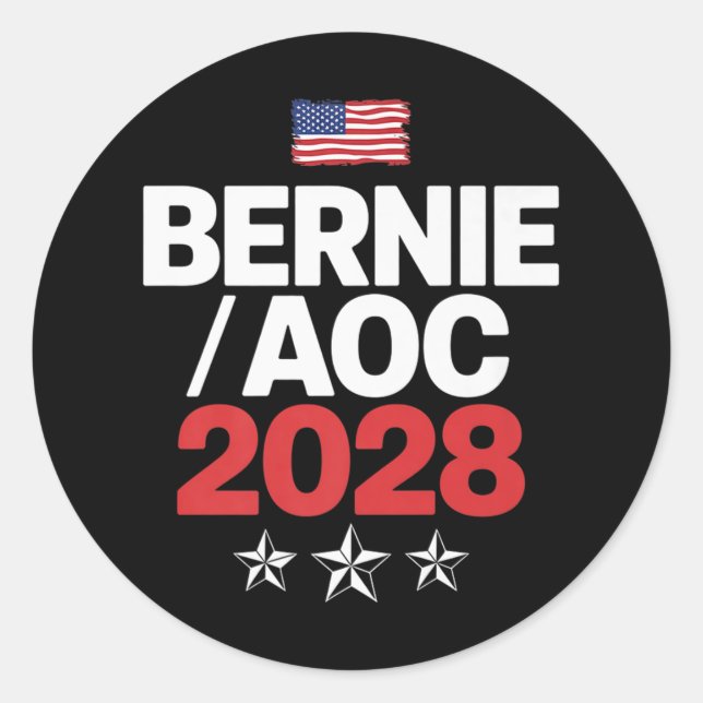 Adesivo Bernie Sanders E Aoc 2028 Para A Campanha Presiden (Frente)