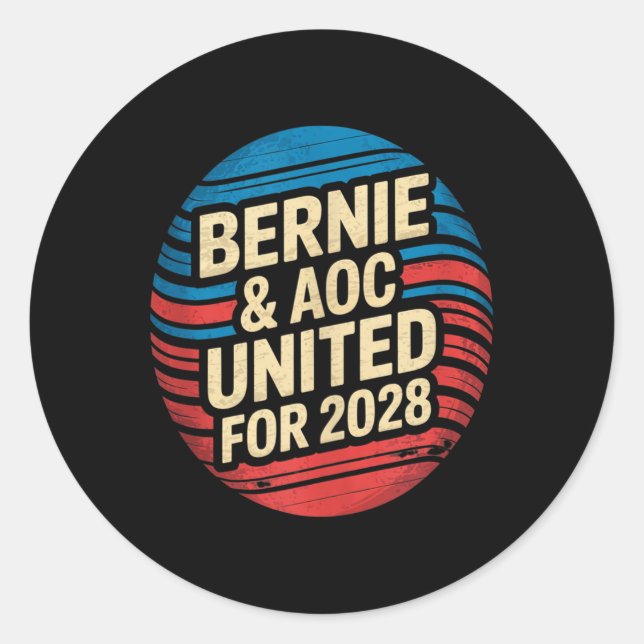 Adesivo Bernie Sanders E Aoc 2028 Para A Campanha Presiden (Frente)