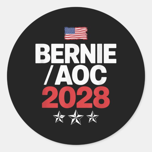 Adesivo Bernie Sanders E Aoc 2028 Para A Campanha Presiden (Frente)