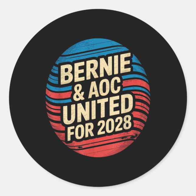 Adesivo Bernie Sanders E Aoc 2028 Para A Campanha Presiden (Frente)