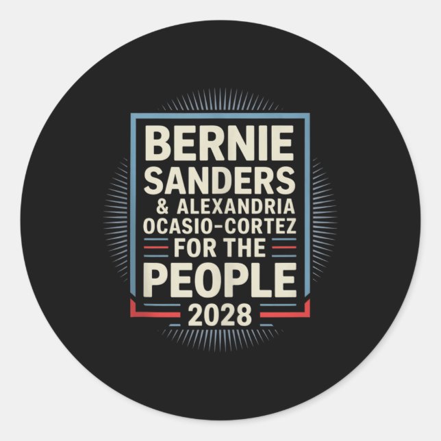 Adesivo Bernie Sanders E Aoc 2028 Para A Campanha Presiden (Frente)