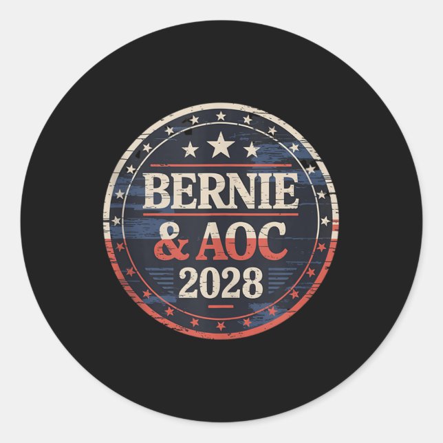 Adesivo Bernie Sanders E Aoc 2028 Para A Campanha Presiden (Frente)