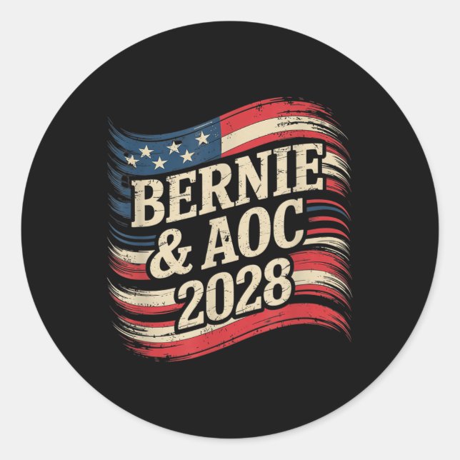 Adesivo Bernie Sanders E Aoc 2028 Para A Campanha Presiden (Frente)