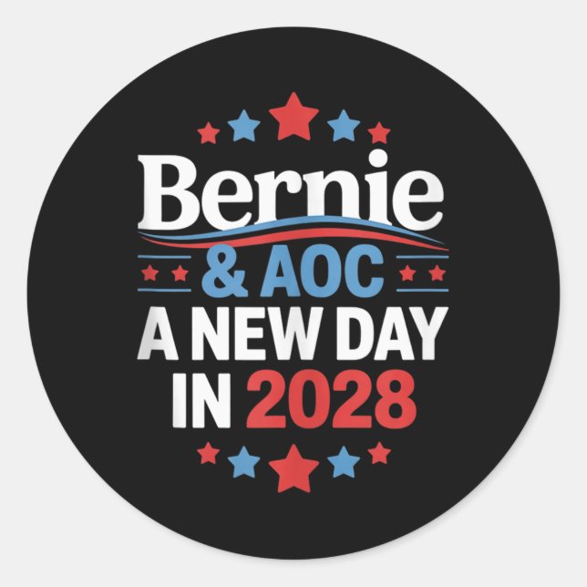 Adesivo Bernie Sanders E Aoc 2028 Para A Campanha Presiden (Frente)