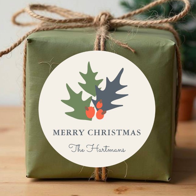Adesivo Berries e Folhas de Natal Personalizadas (Criador carregado)