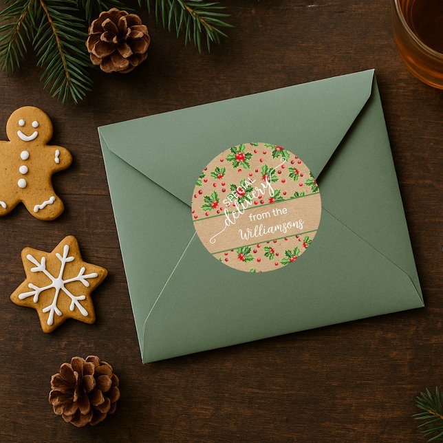 Adesivo Berries Vermelhos Holly Vermelhos de Feriado Cláss (Criador carregado)