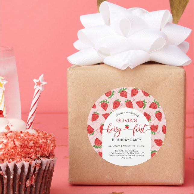 Adesivo Berry 1st First Birthday Party (Festa)