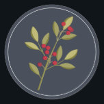 Adesivo Berry Felry Christmas Envelope Seal<br><div class="desc">Um encantador pedaço de bagas vermelhas de inverno em um campo de azul profundo faz um bonito toque final em seus cartões de natal,  envelopes e pacotes.</div>