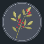 Adesivo Berry Felry Christmas Envelope Seal<br><div class="desc">Um encantador pedaço de bagas vermelhas de inverno em um campo de azul profundo faz um bonito toque final em seus cartões de natal,  envelopes e pacotes.</div>