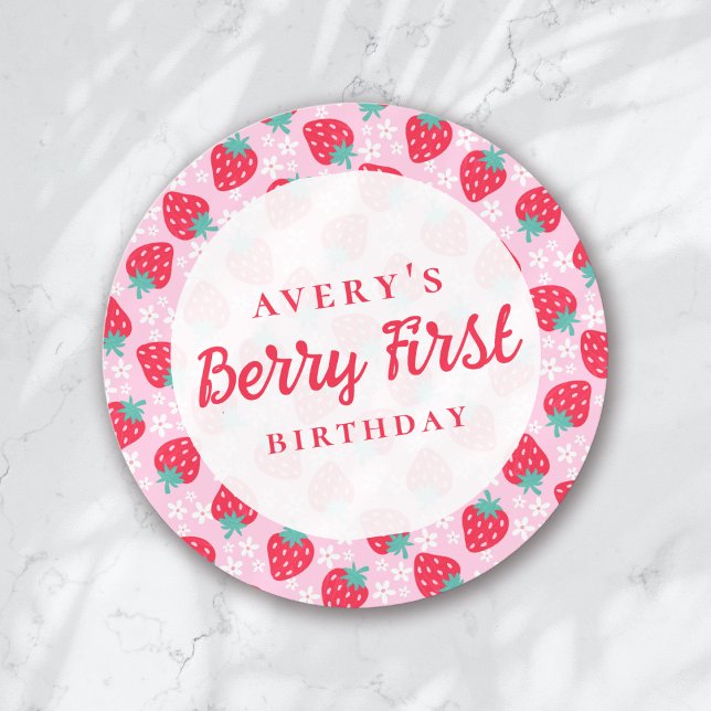 Adesivo Berry First Birthday Strawberry Daisy (Criador carregado)
