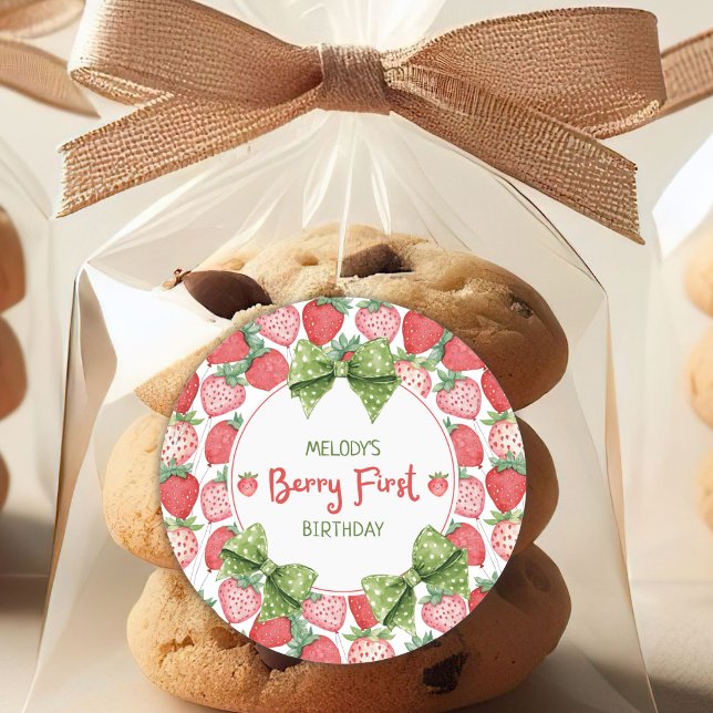 Adesivo Berry First Birthday Strawberry Party (Criador carregado)
