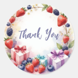 Adesivo Berry First Birthday Strawberry Party - Obrigado