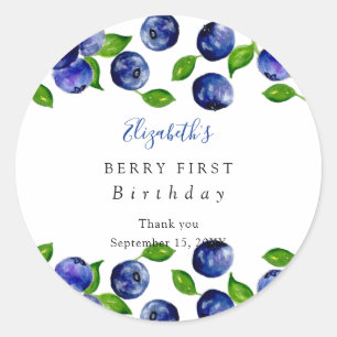 Adesivo Berry First Birthday Watercolor Blueberry Cute