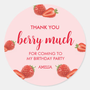 Adesivo Berry First primeiro aniversario rosa de morango