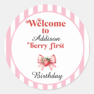 Adesivo Berry First Strawberry e arco Birthday