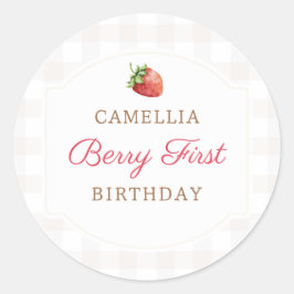 Adesivo Berry First Strawberry Jam primeiro aniversario Pa