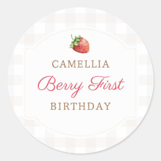 Adesivo Berry First Strawberry Jam primeiro aniversario Pa