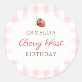 Adesivo Berry First Strawberry Jam primeiro aniversario Pa