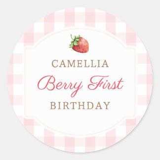 Adesivo Berry First Strawberry Jam primeiro aniversario Pa