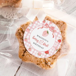 Adesivo Berry First Strawberry Pink Gingham primeiro anive