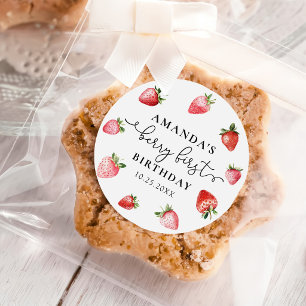 Adesivo Berry Primeiro Fofo Aniversário de 1 Ano Morango C